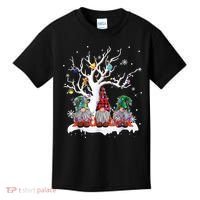 Cute Gnome Buffalo Plaid Christmas Tree Light Ugly Santa Hat Kids T-Shirt thumb 0