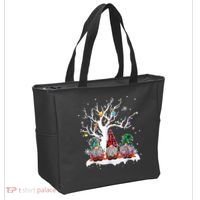 Cute Gnome Buffalo Plaid Christmas Tree Light Ugly Santa Hat Tote Bag thumb 2