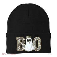 Camo Ghost Boo Spooky Halloween Beanie thumb 0