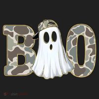 Camo Ghost Boo Spooky Halloween Beanie thumb 2