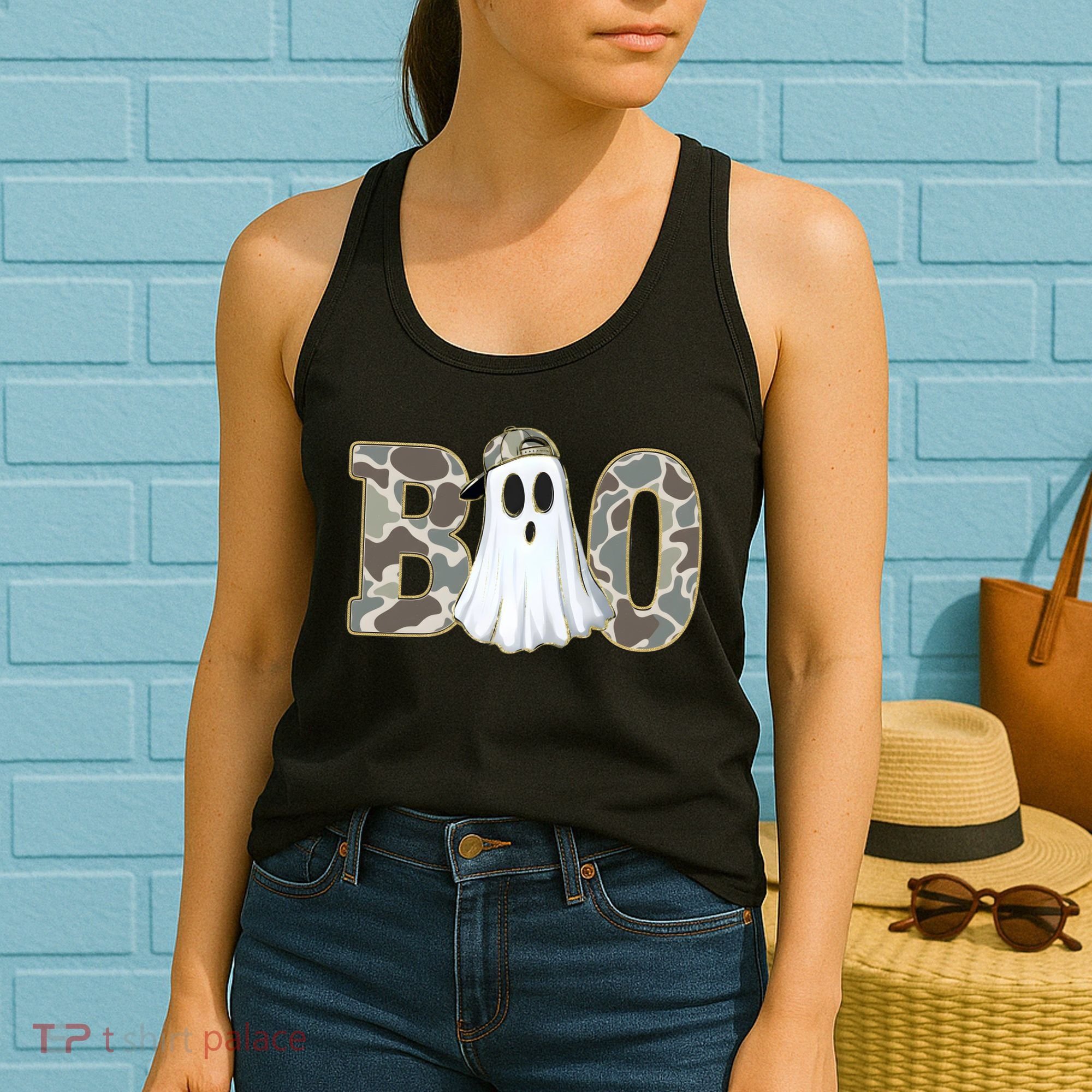 Camo Ghost Boo Spooky Halloween Women's Tank Top