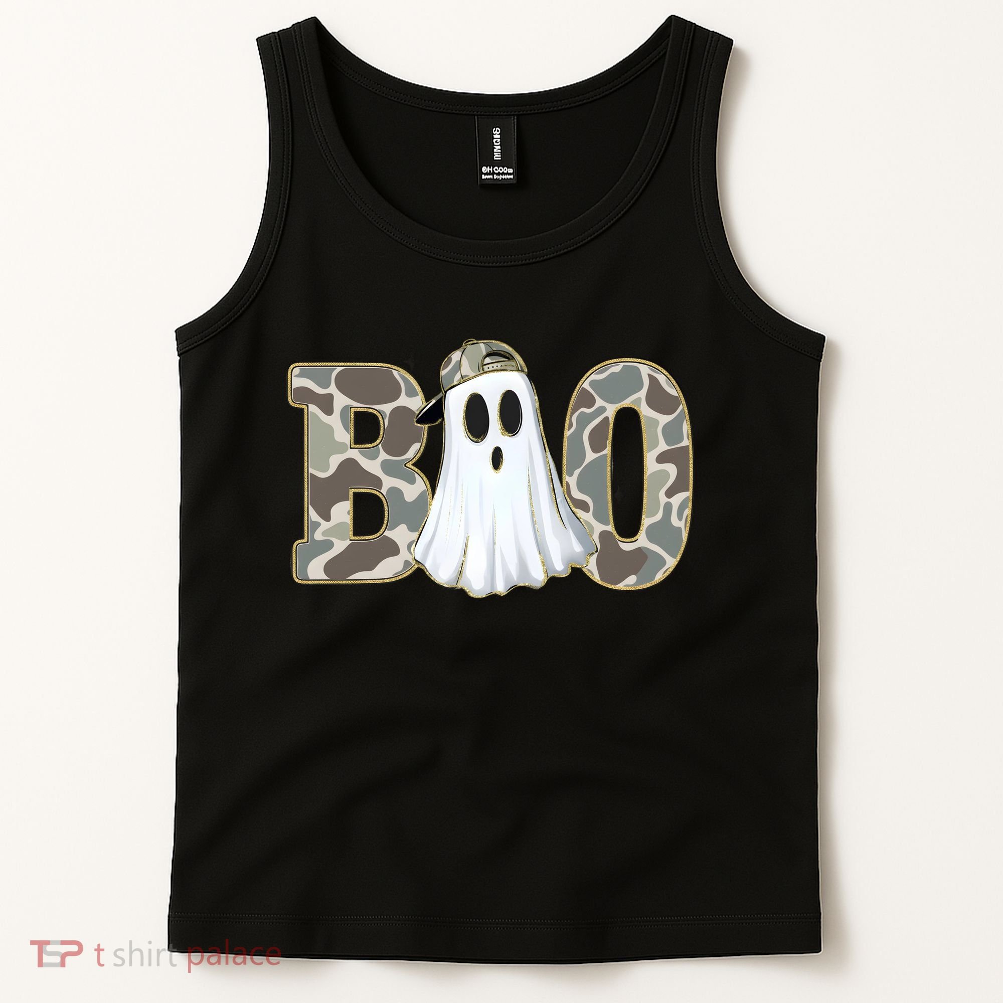 Camo Ghost Boo Spooky Halloween Tank Top