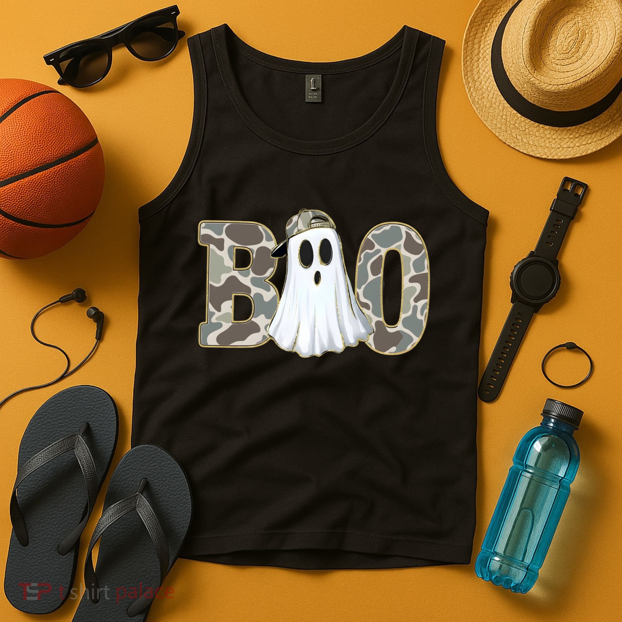 Camo Ghost Boo Spooky Halloween Tank Top
