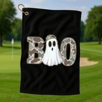 Camo Ghost Boo Spooky Halloween Golf Towel thumb 1
