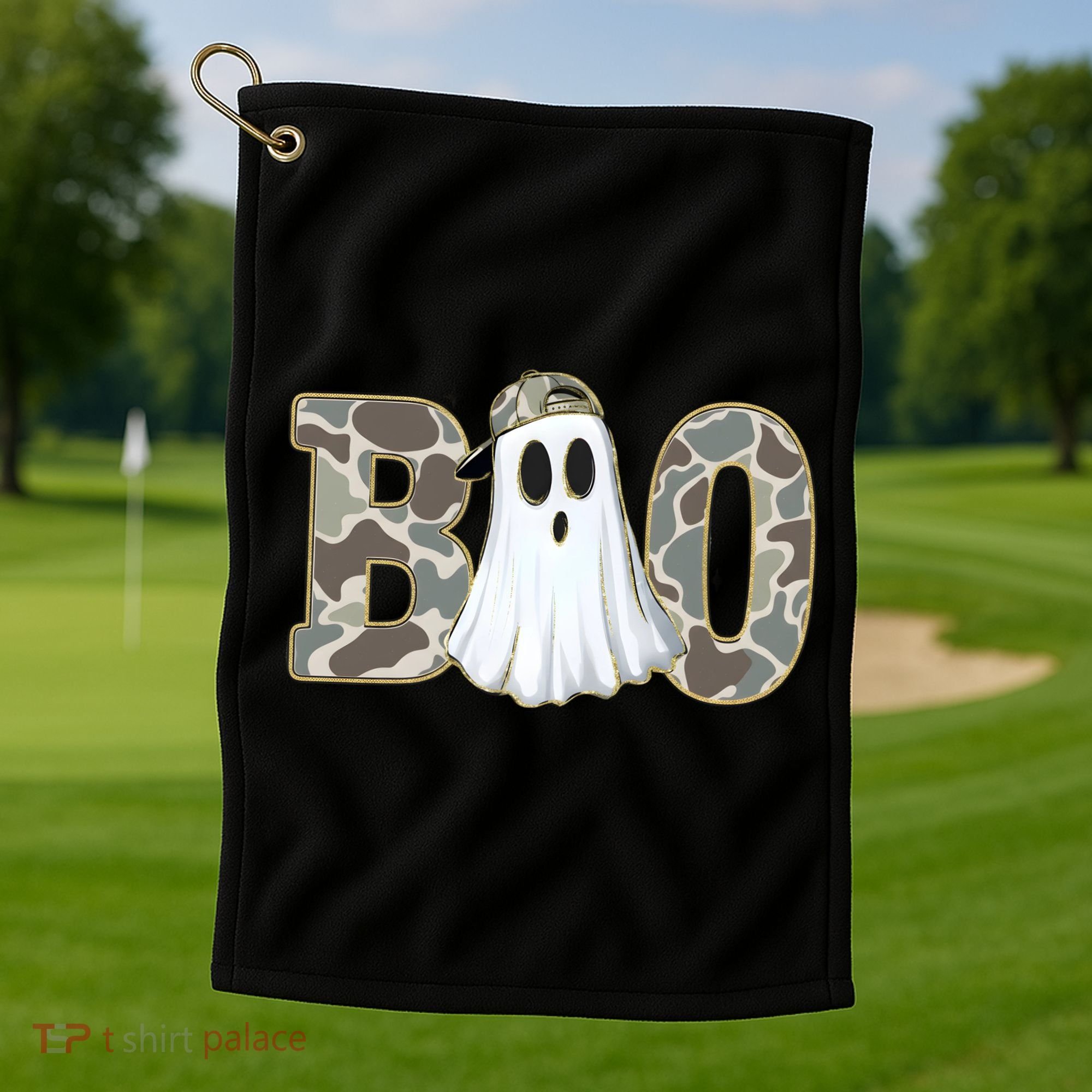 Camo Ghost Boo Spooky Halloween Golf Towel