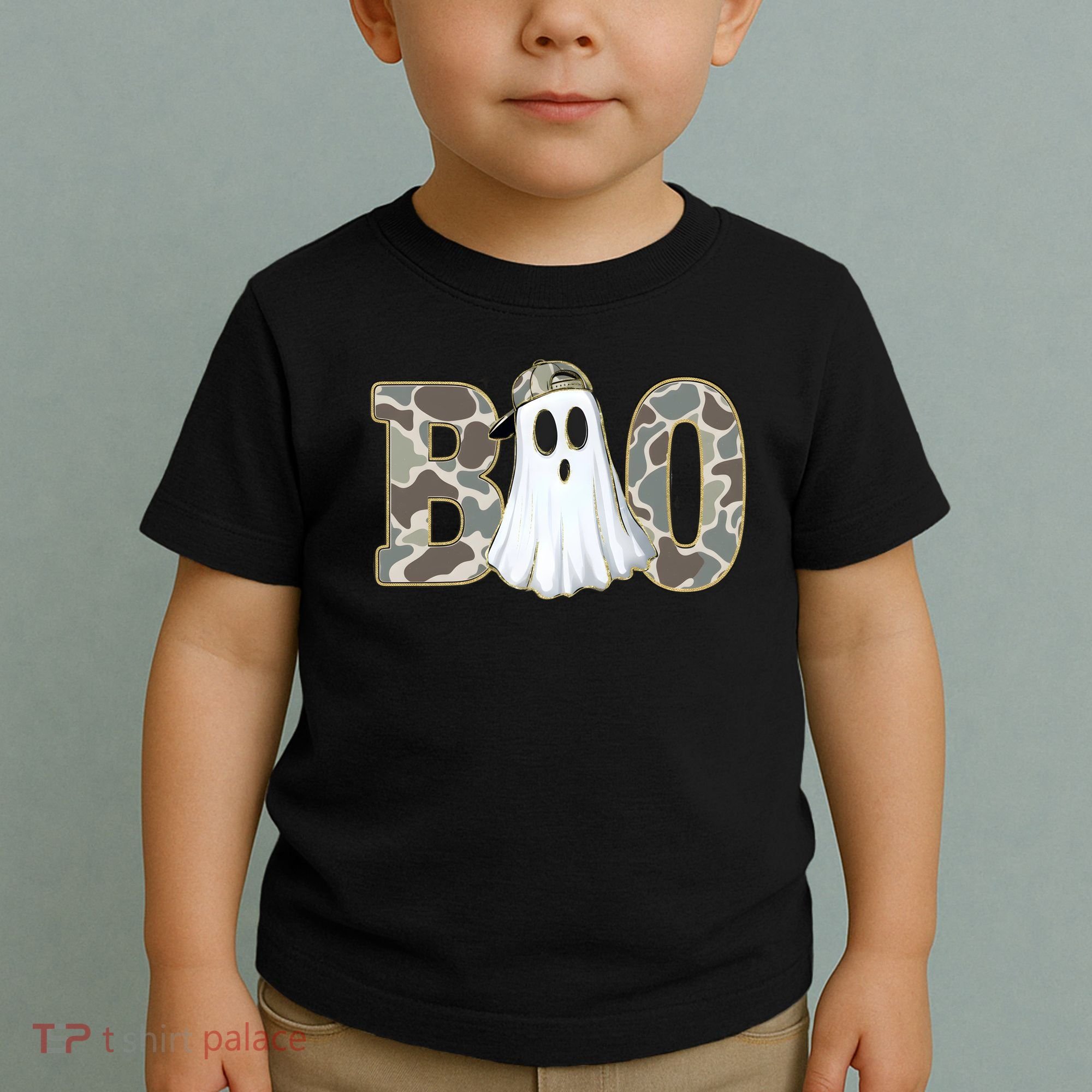 Camo Ghost Boo Spooky Halloween Toddler T-Shirt