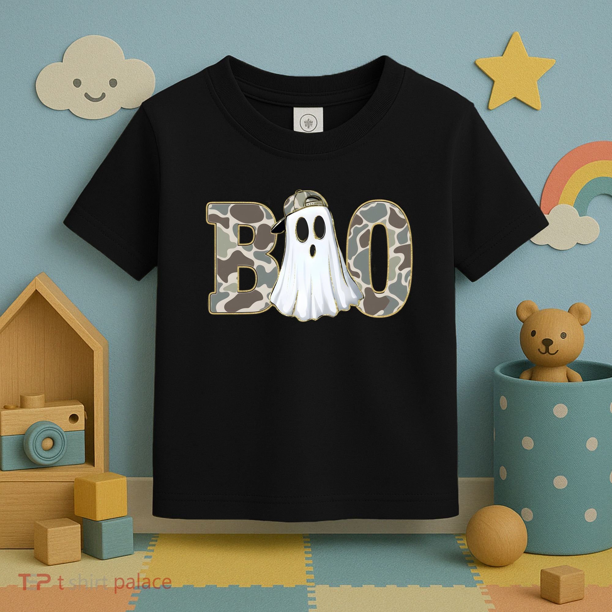 Camo Ghost Boo Spooky Halloween Toddler T-Shirt