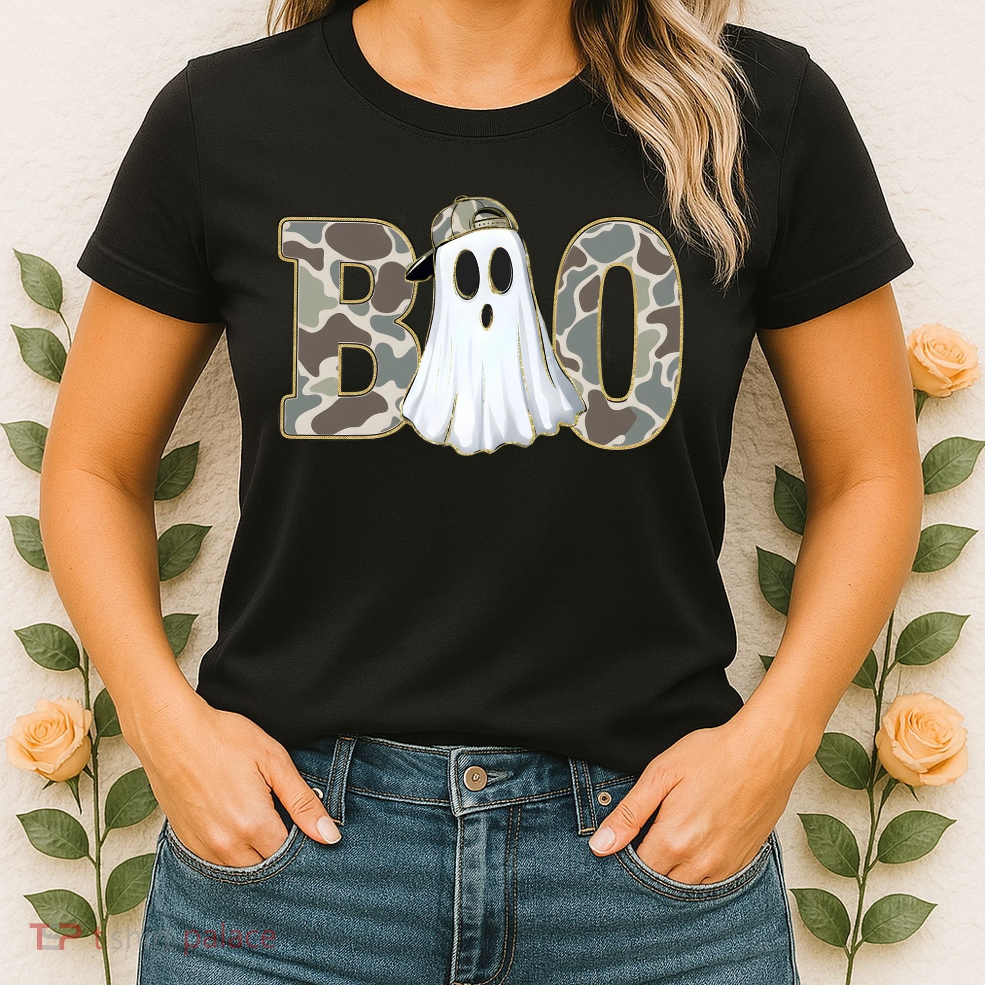 Camo Ghost Boo Spooky Halloween Women's T-Shirt