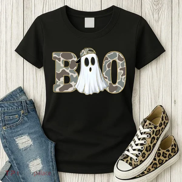 Camo Ghost Boo Spooky Halloween Women's T-Shirt
