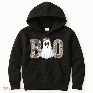 Camo Ghost Boo Spooky Halloween Kids Hoodie