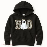 Camo Ghost Boo Spooky Halloween Kids Hoodie thumb 0