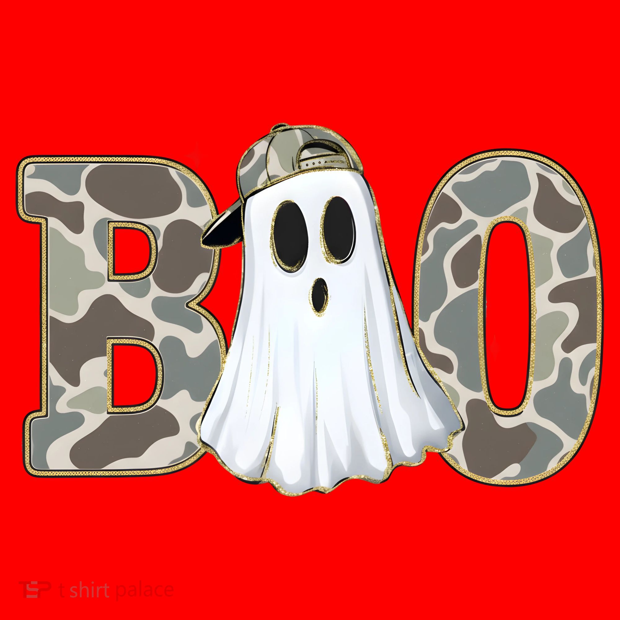 Camo Ghost Boo Spooky Halloween Santa Hat