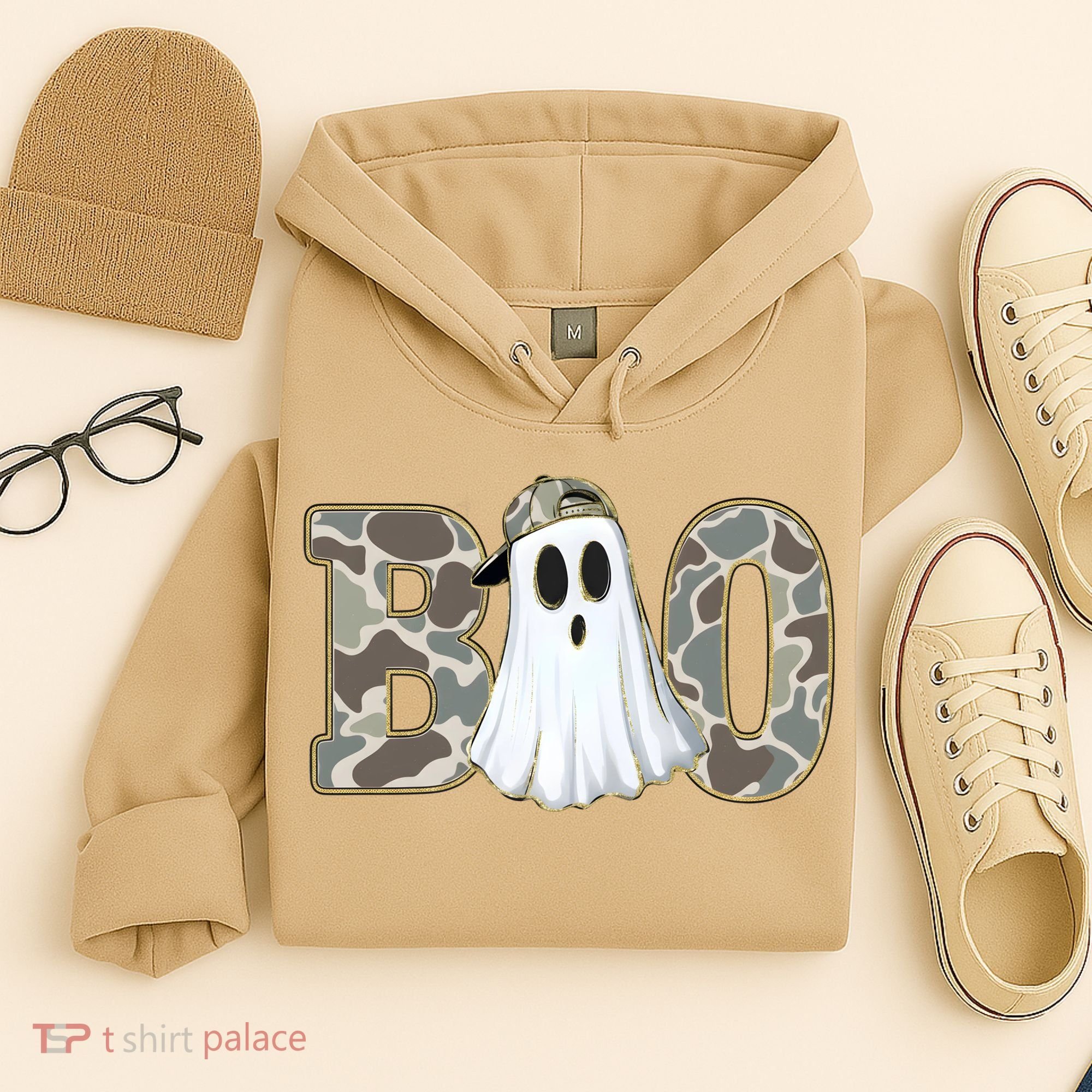 Camo Ghost Boo Spooky Halloween Hoodie