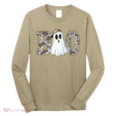 Camo Ghost Boo Spooky Halloween Long Sleeve Shirt