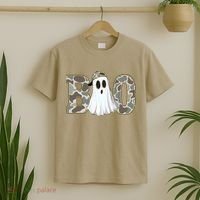 Camo Ghost Boo Spooky Halloween T-Shirt thumb 2