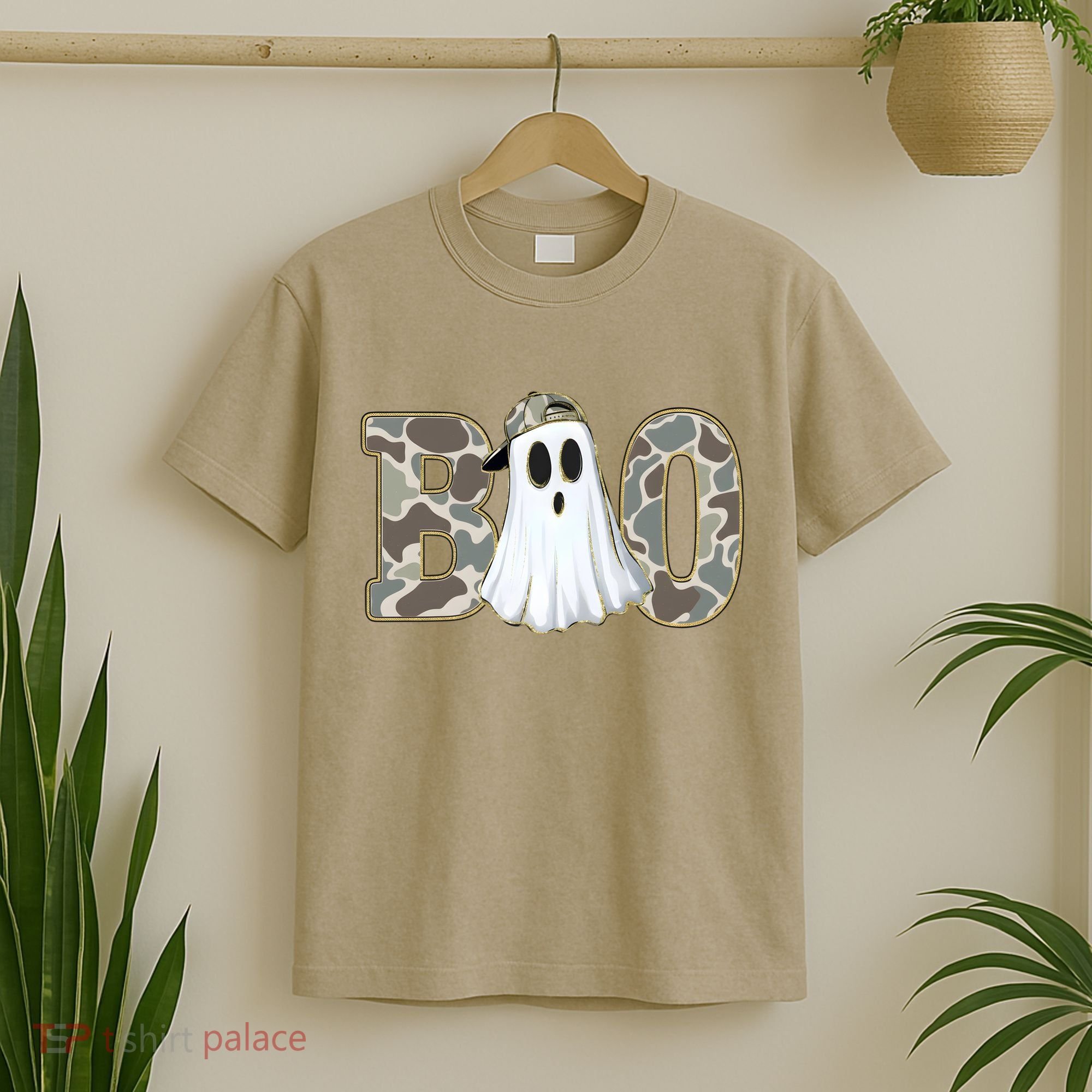 Camo Ghost Boo Spooky Halloween T-Shirt