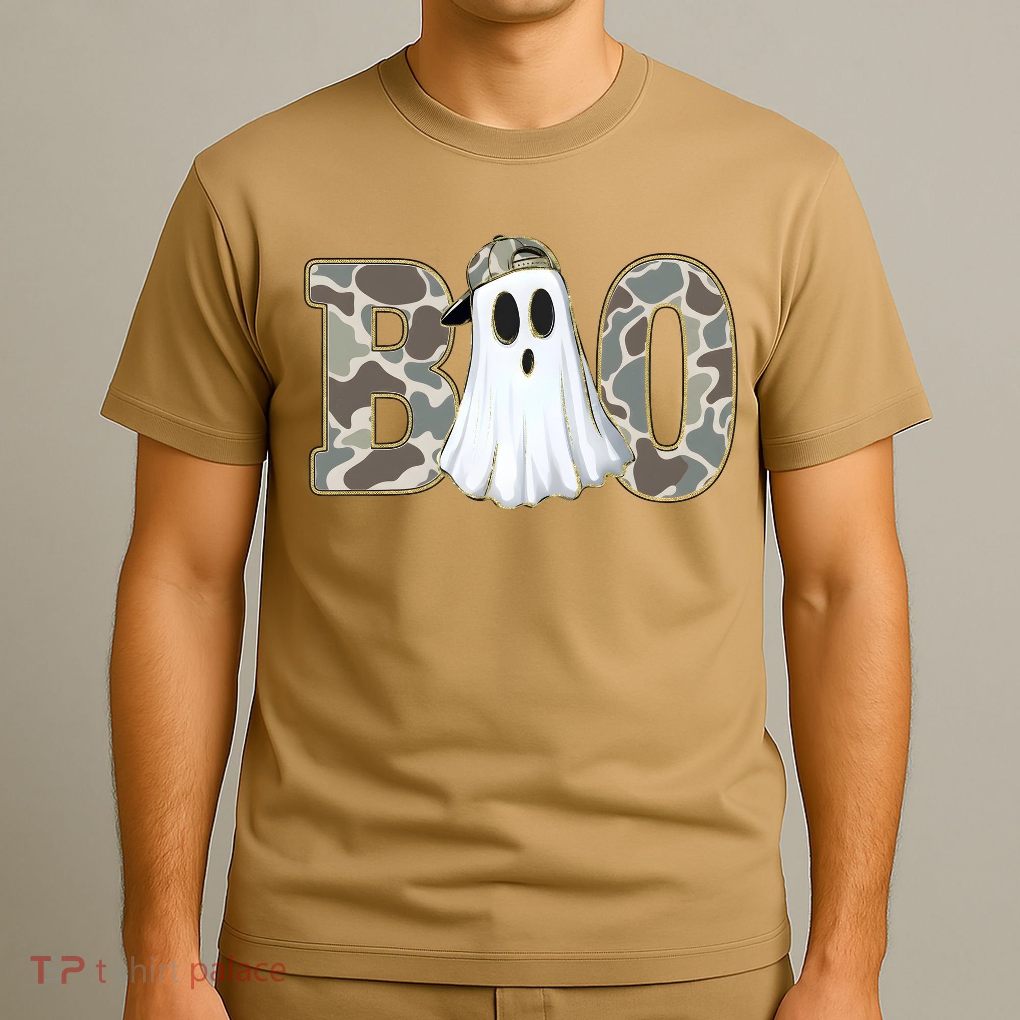 Camo Ghost Boo Spooky Halloween T-Shirt