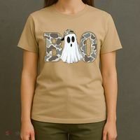 Camo Ghost Boo Spooky Halloween T-Shirt thumb 4