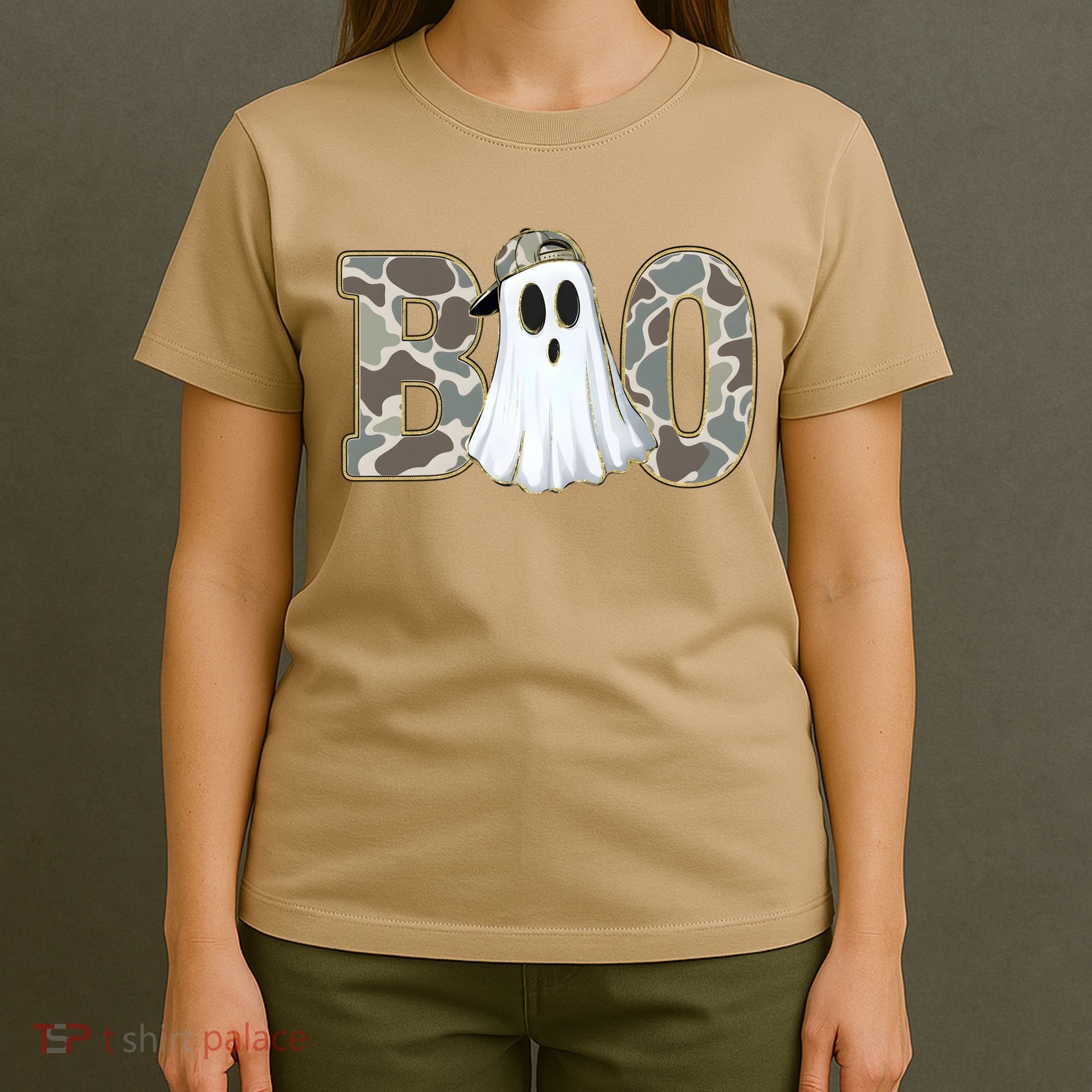 Camo Ghost Boo Spooky Halloween T-Shirt