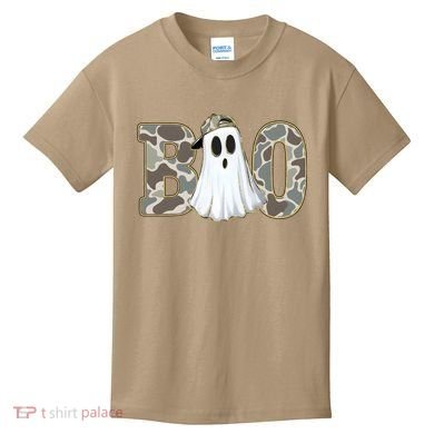 Camo Ghost Boo Spooky Halloween Kids T-Shirt
