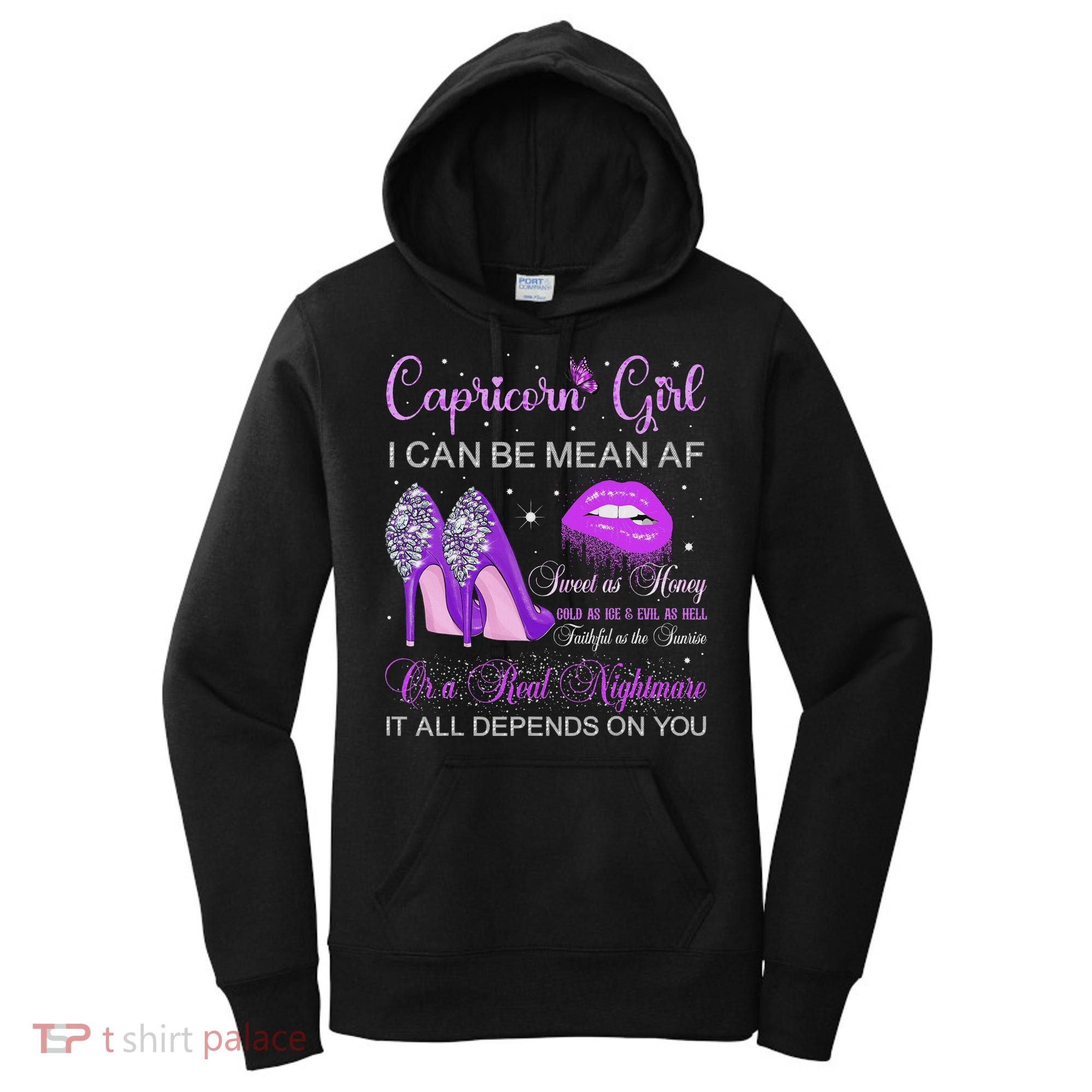 Capricorn Girl Birthday High Heels Dripping Lips Butterfly Women's Hoodie