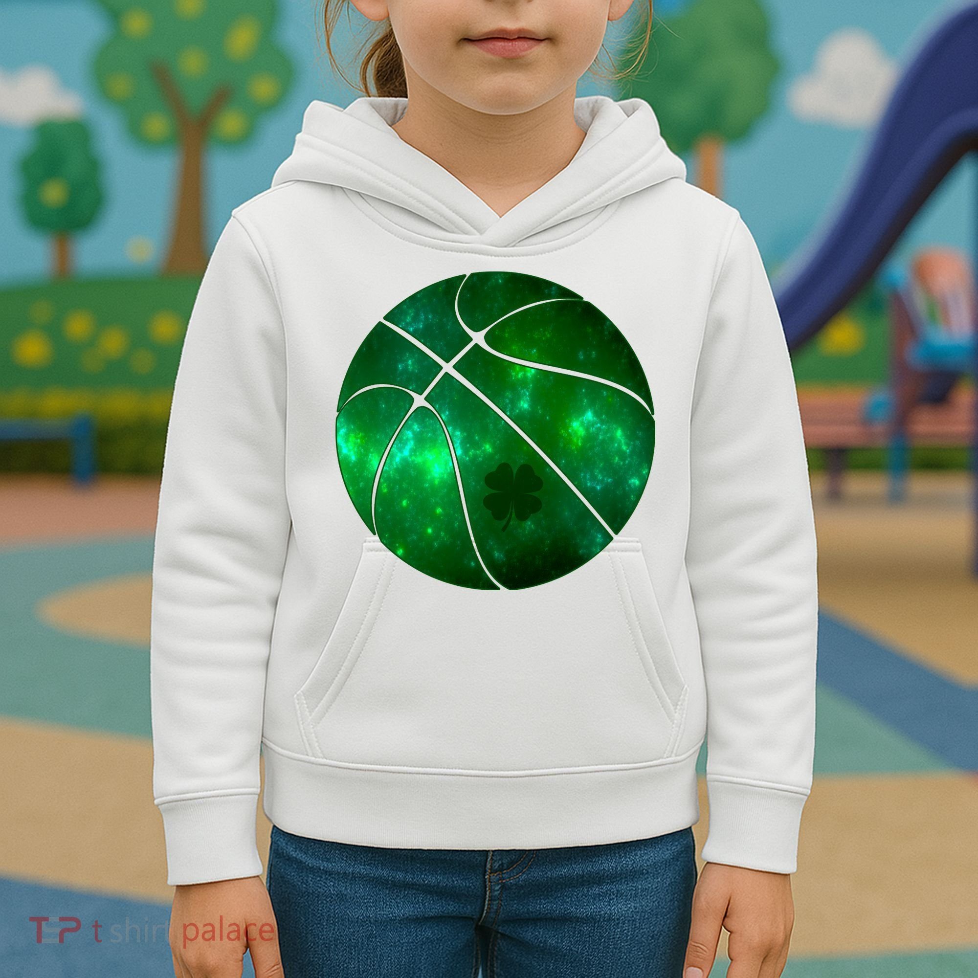 Clover Green Basketball Lover Kids Hoodie