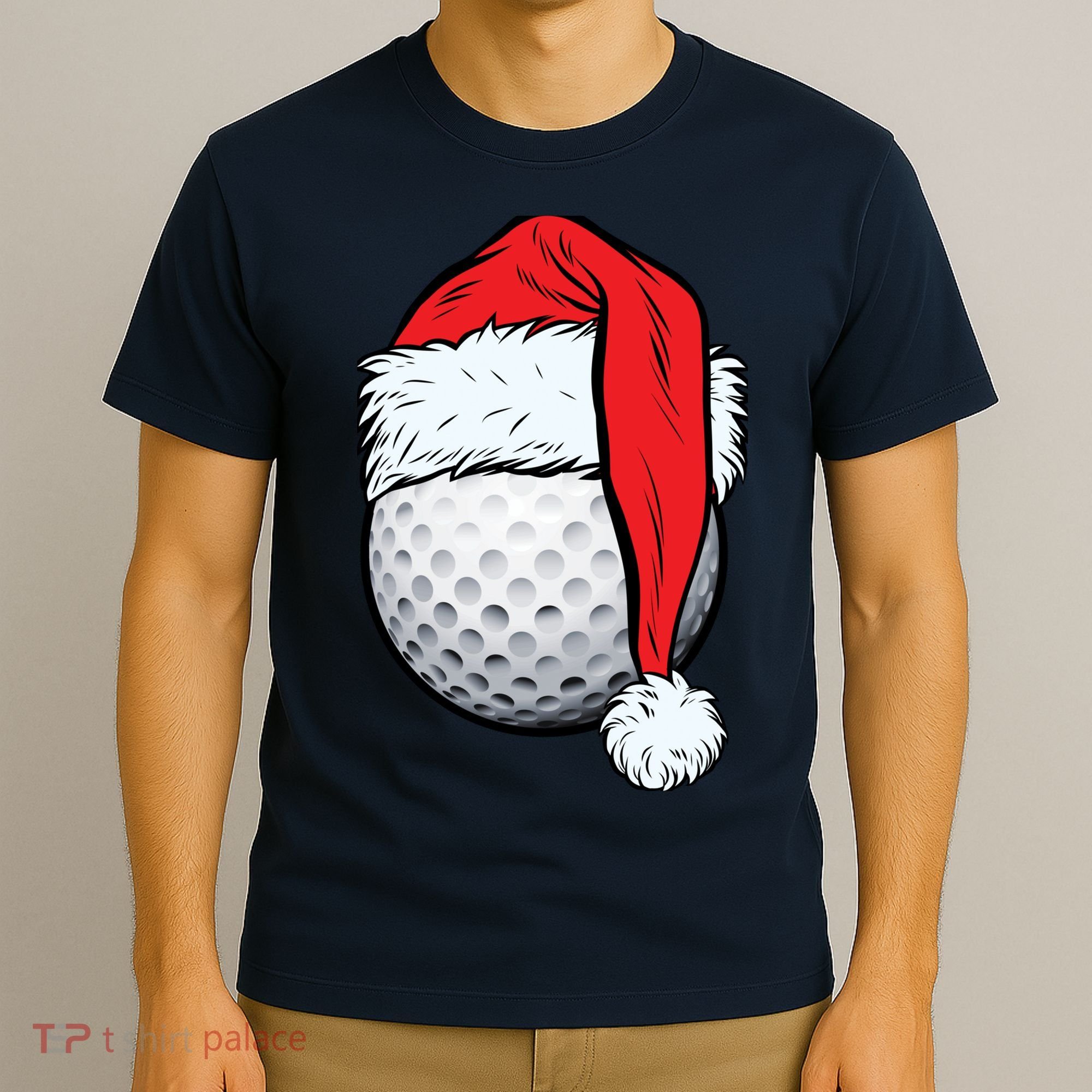 Christmas Golf Ball Santa Hat Funny Sport Xmas T-Shirt