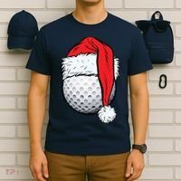 Christmas Golf Ball Santa Hat Funny Sport Xmas T-Shirt thumb 6