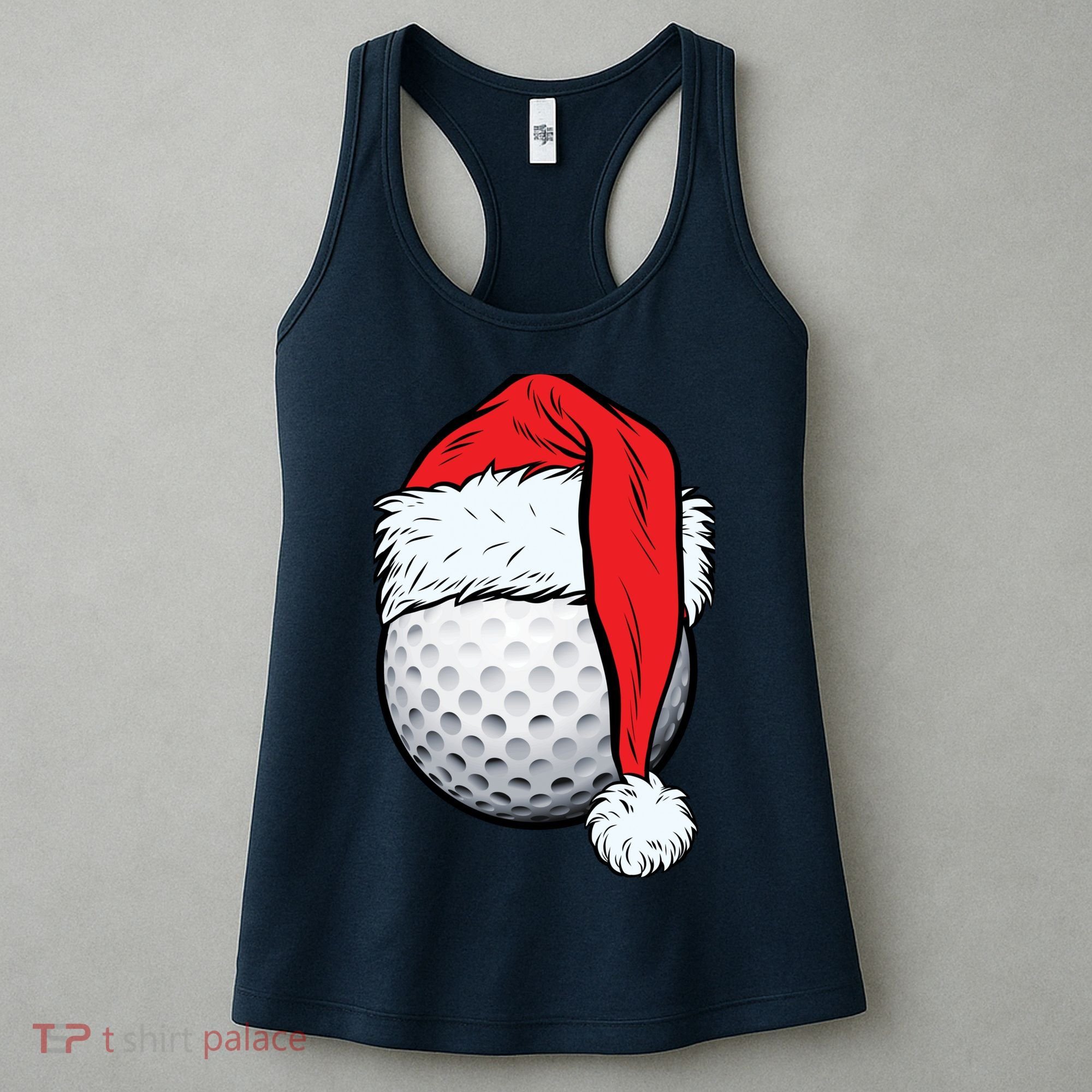 Christmas Golf Ball Santa Hat Funny Sport Xmas Women's Tank Top