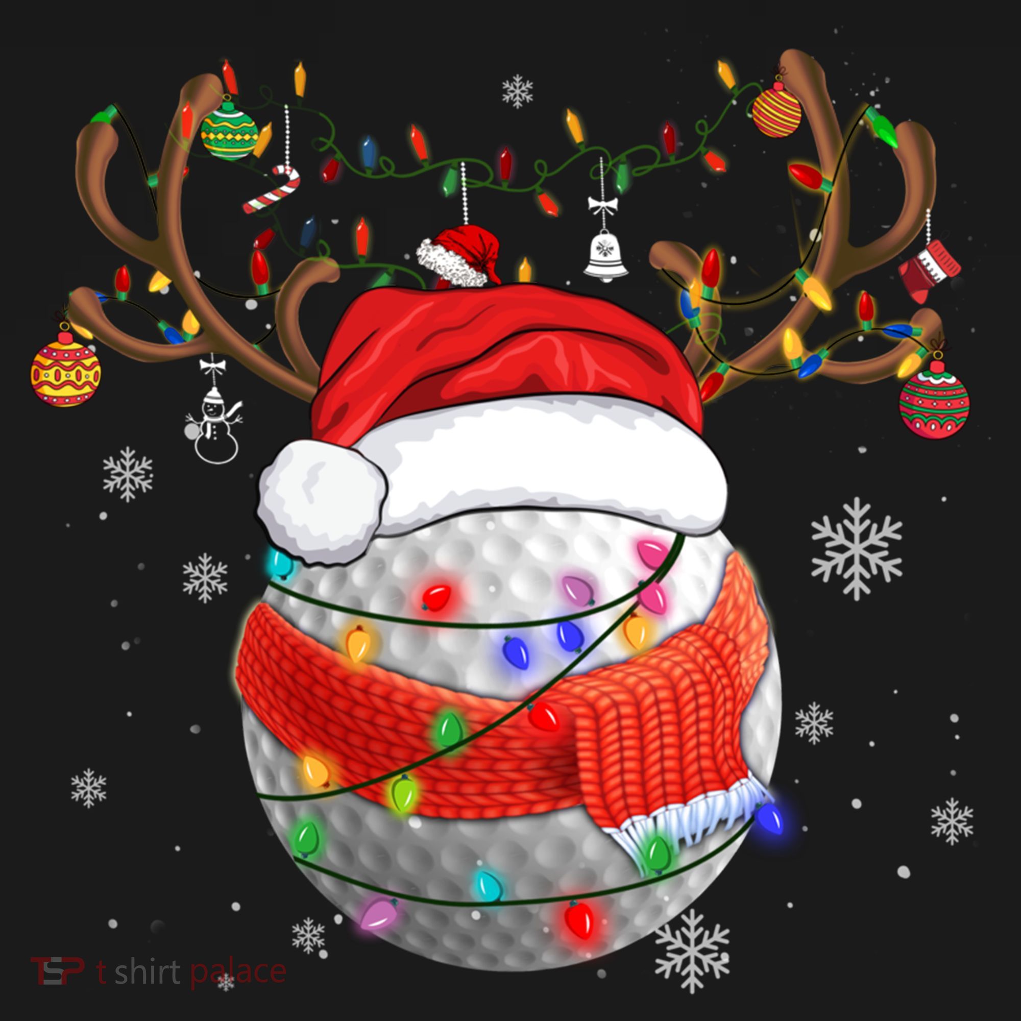 Christmas Golf Ball Santa Hat Funny Xmas Pajama Matching Cool Gift Women's Hoodie
