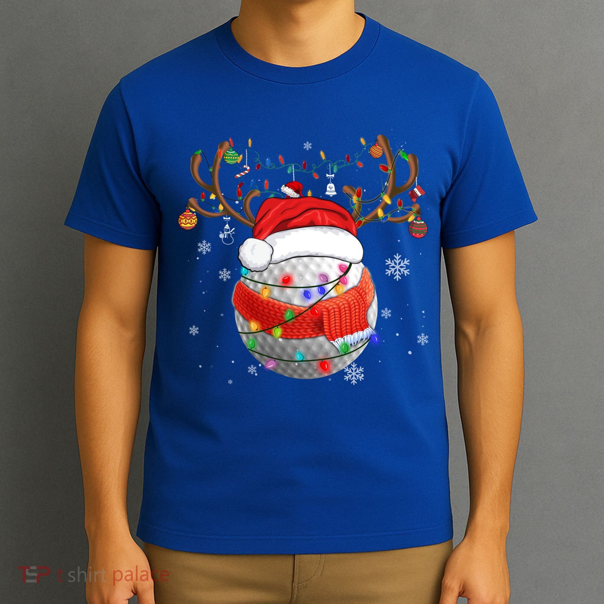 Christmas Golf Ball Santa Hat Funny Xmas Pajama Matching Cool Gift T-Shirt