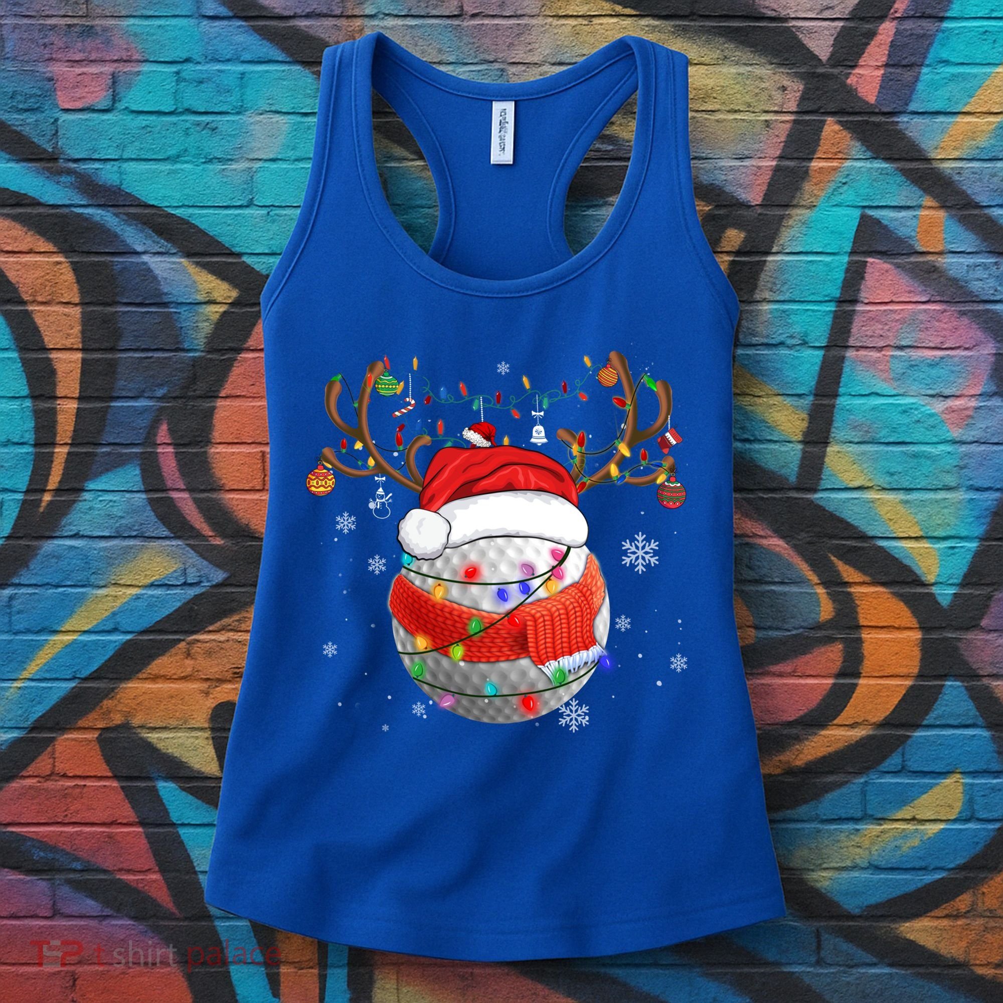 Christmas Golf Ball Santa Hat Funny Xmas Pajama Matching Cool Gift Women's Tank Top