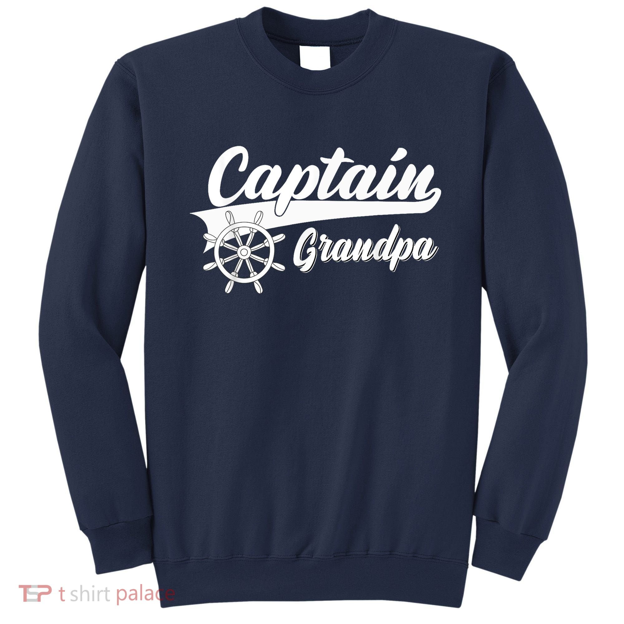 Captain Grandpa Boating Anchors & Wheel | Boat Captain Sweatshirt