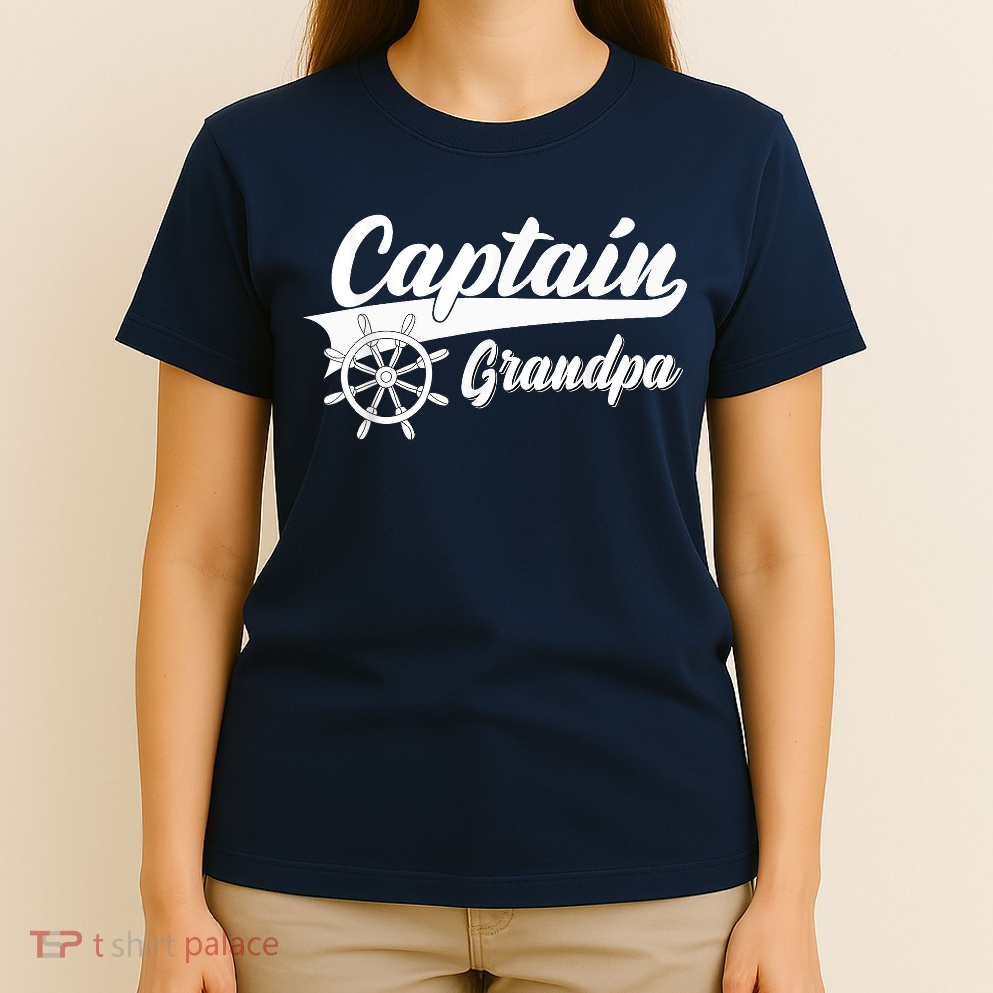 Captain Grandpa Boating Anchors & Wheel | Boat Captain T-Shirt