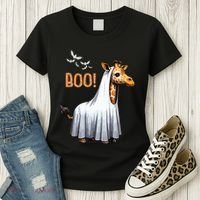Cute Giraffe Boo Halloween Costume Zoo Lover Women's T-Shirt thumb 3