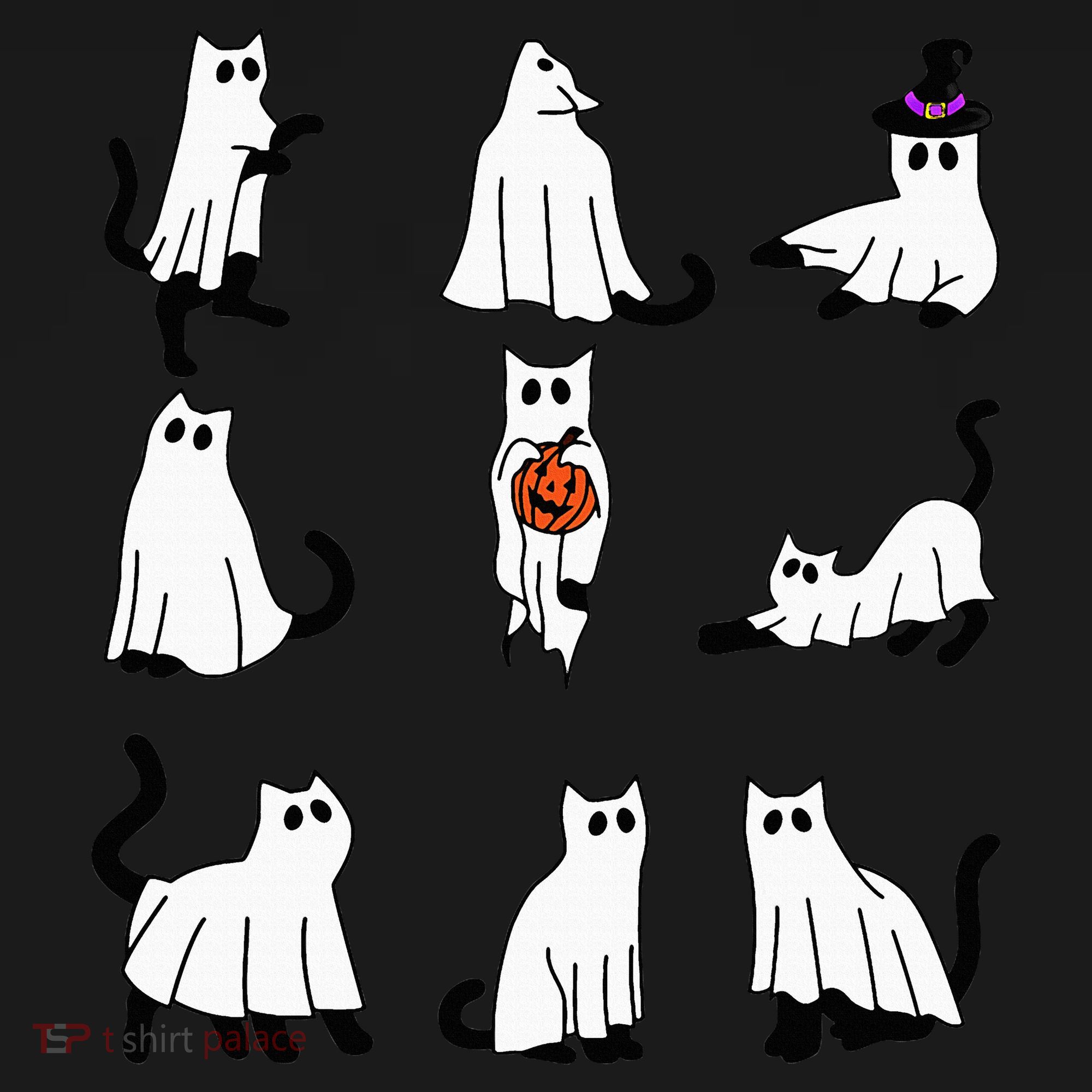 Cute Ghost Cat Funny Halloween Outfit Costumes Black Cat Women's Hoodie