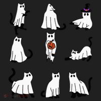 Cute Ghost Cat Funny Halloween Outfit Costumes Black Cat Hat thumb 2