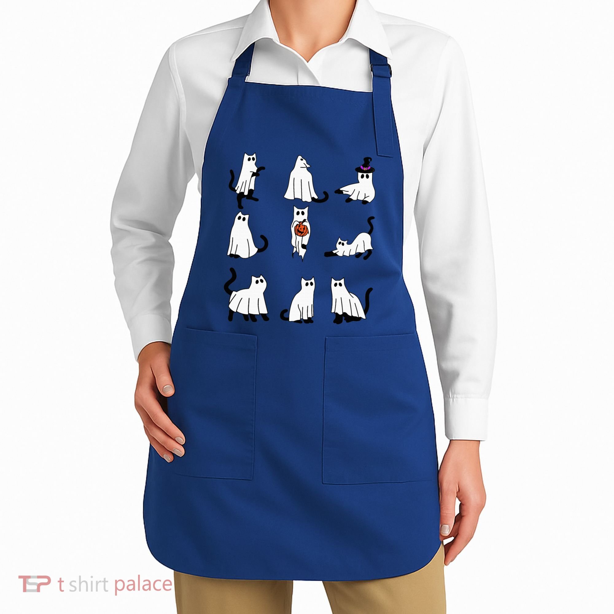 Cute Ghost Cat Funny Halloween Outfit Costumes Black Cat Apron