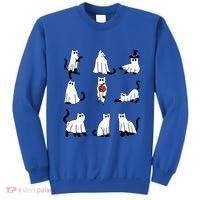 Cute Ghost Cat Funny Halloween Outfit Costumes Black Cat Sweatshirt thumb 0