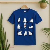 Cute Ghost Cat Funny Halloween Outfit Costumes Black Cat T-Shirt thumb 2