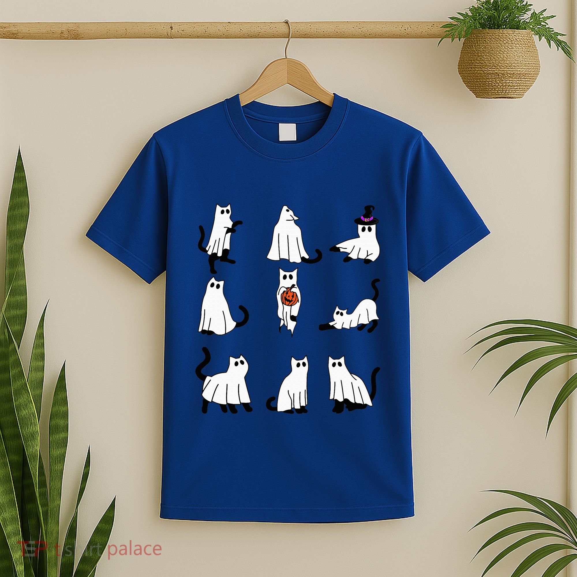 Cute Ghost Cat Funny Halloween Outfit Costumes Black Cat T-Shirt