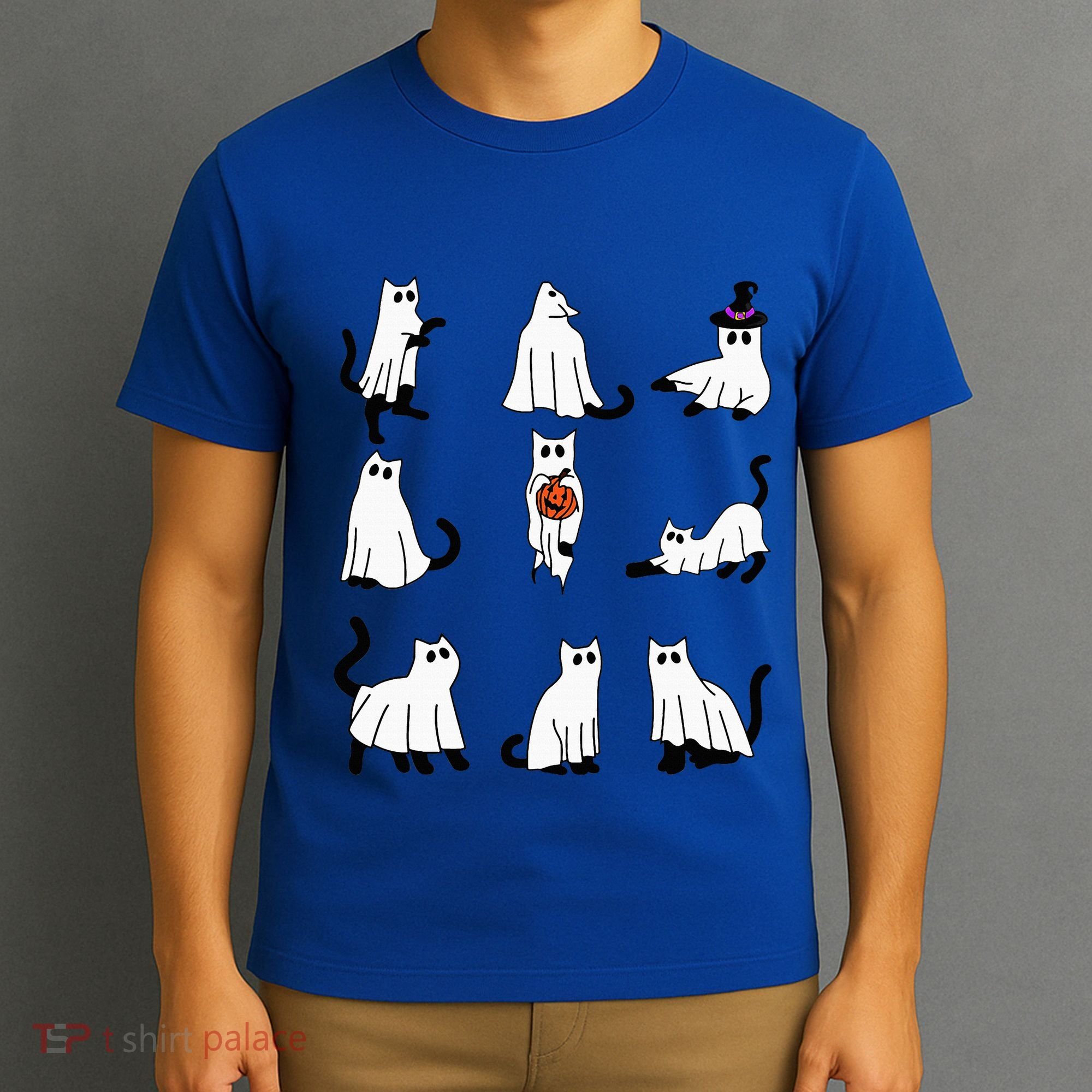 Cute Ghost Cat Funny Halloween Outfit Costumes Black Cat T-Shirt