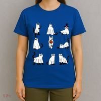 Cute Ghost Cat Funny Halloween Outfit Costumes Black Cat T-Shirt thumb 4