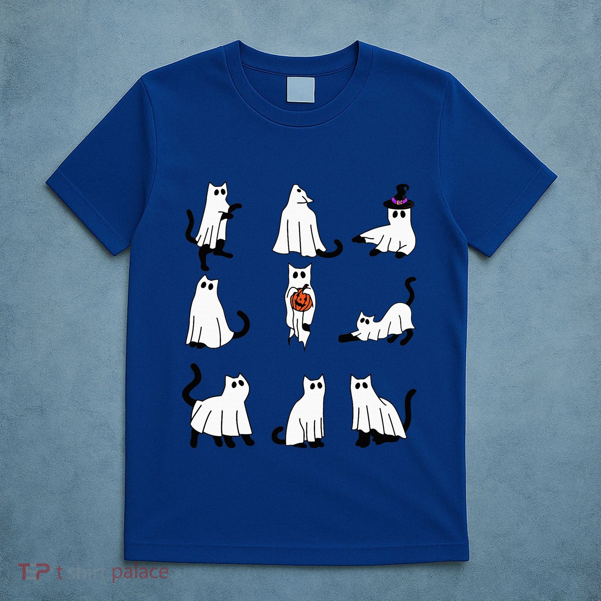 Cute Ghost Cat Funny Halloween Outfit Costumes Black Cat T-Shirt