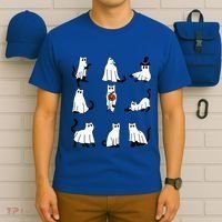 Cute Ghost Cat Funny Halloween Outfit Costumes Black Cat T-Shirt thumb 6