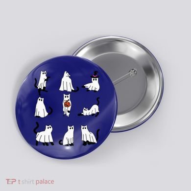 Cute Ghost Cat Funny Halloween Outfit Costumes Black Cat Button