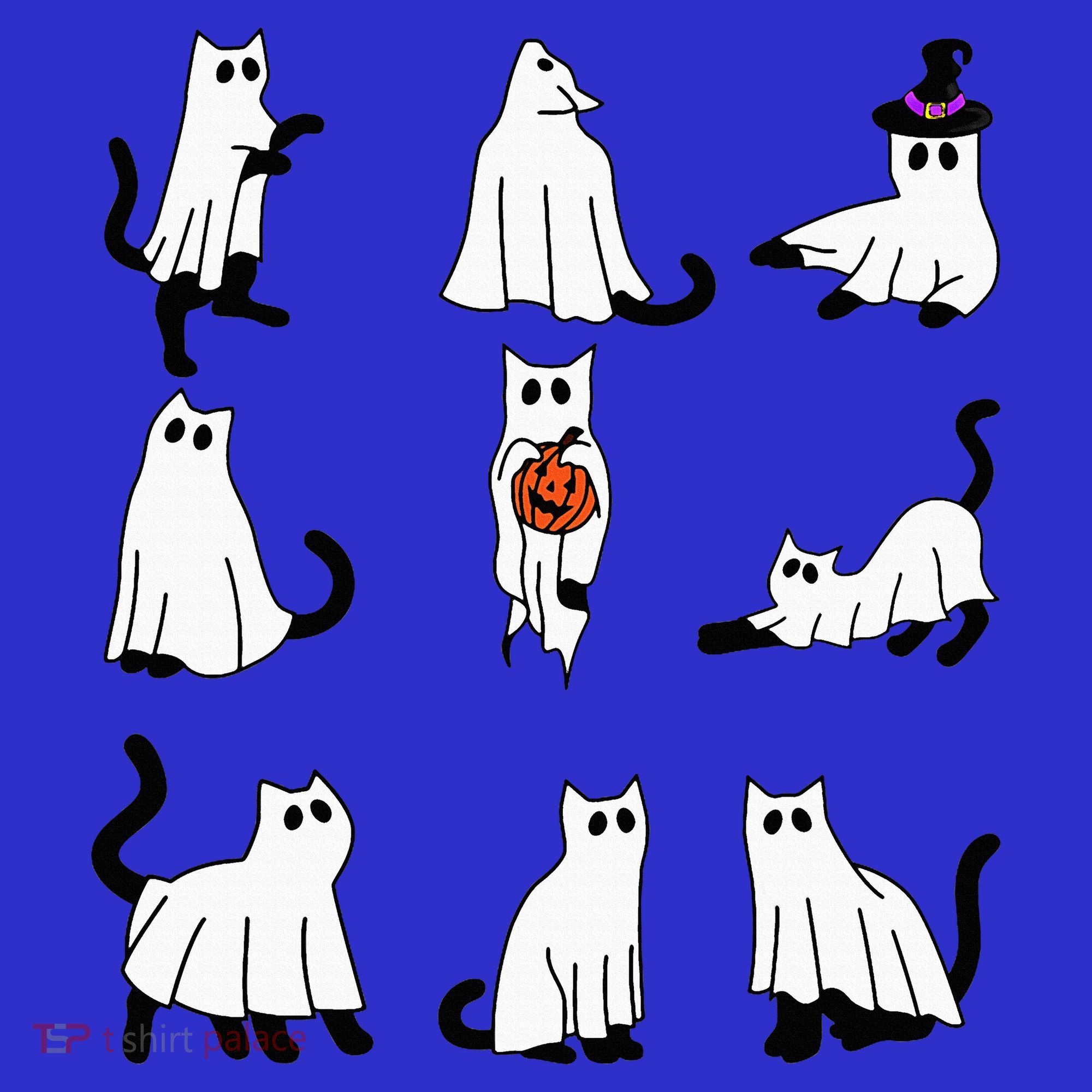 Cute Ghost Cat Funny Halloween Outfit Costumes Black Cat Mousepad