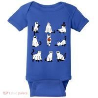 Cute Ghost Cat Funny Halloween Outfit Costumes Black Cat Baby Bodysuit thumb 0