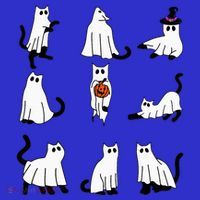 Cute Ghost Cat Funny Halloween Outfit Costumes Black Cat Baby Bodysuit thumb 2