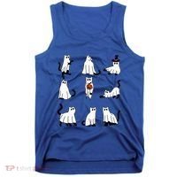 Cute Ghost Cat Funny Halloween Outfit Costumes Black Cat Tank Top thumb 0